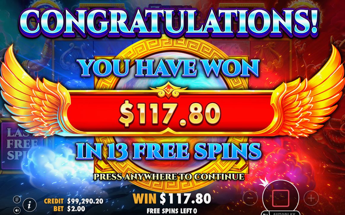 Win shown per side as ZEUS WIN or TYPHON WIN