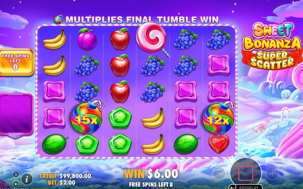 Free Spins screen with spins left and MULTIPLIER BOMB