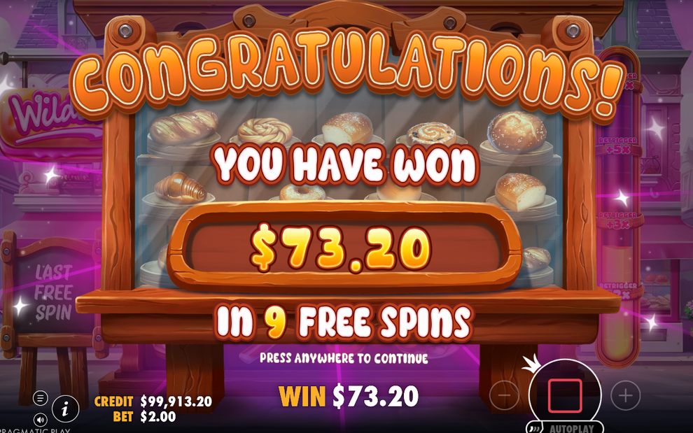 Win screen with the Multiplier added to the payout